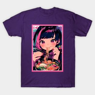 Cute Anime Girl |  Ramen Noodles | Hentaii Chibi Kawaii Design T-Shirt